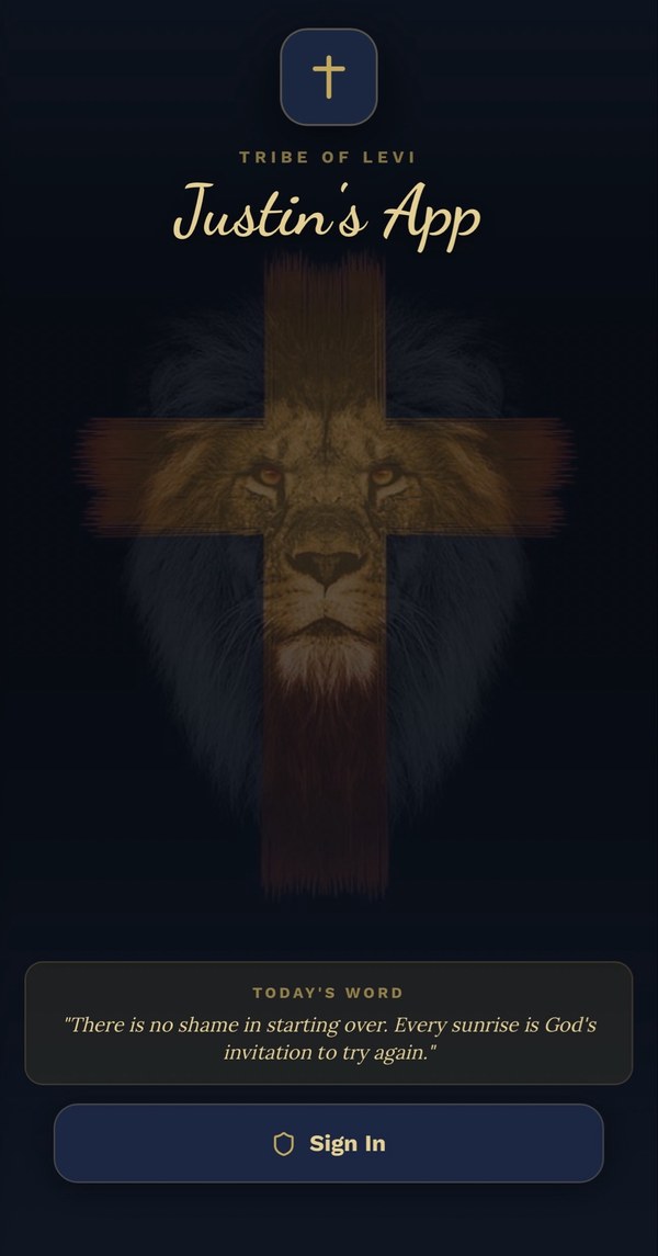 Justin's App login screen